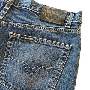Vintage Harley Davidson Relaxed Blue Denim Jeans Men's 35‎ x 30 Biker Motorcycle
